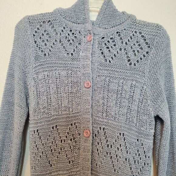 BCBG Maxazria Knit Long Cardigan Sweater Gray Duster Size Medium Button Front - Picture 2 of 13